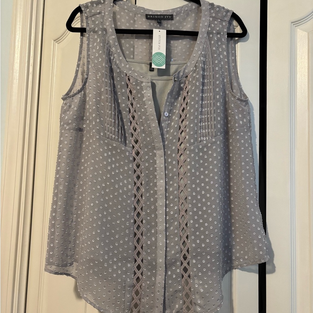 NWT Brixon Ivy Gray Textures Sleeveless Blouse XL